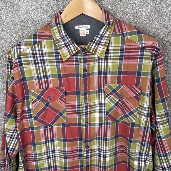 Other - Carbon 2 Cobalt Long‎ Sleeve Button Shirt Men's XL Double Pocket Plaid Flannel